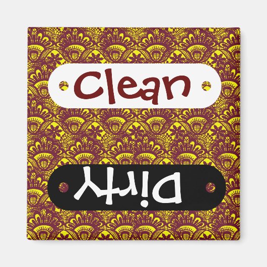 マーンエレガントとイエローレースダマスクパターン マグネット (正面)