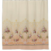 マーンエレガントの花と金ゴールドの切り身 シャワーカーテン (正面)