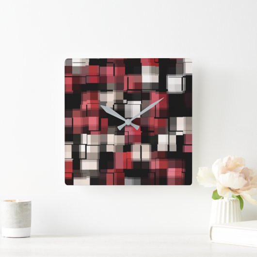 マーンカッコいい白黒抽象芸術パターン スクエア壁時計 (ホーム)
