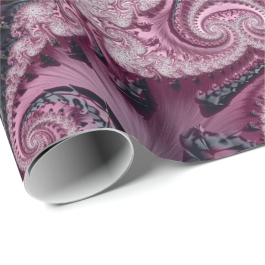 マーンクールおよび黒の装飾的フラクタル模様 ラッピングペーパー (ロールコーナー)