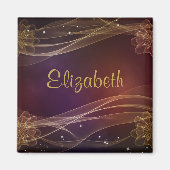 マーンパーソナライズされたデザインとウィスピー金ゴールドアクセント マグネット (正面)