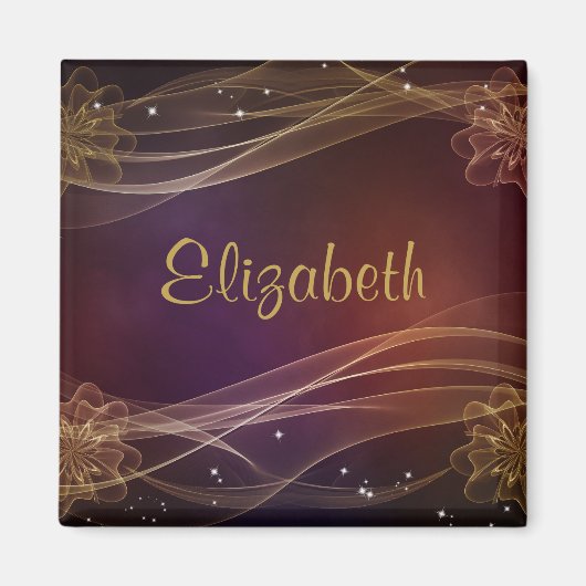 マーンパーソナライズされたデザインとウィスピー金ゴールドアクセント マグネット (正面)