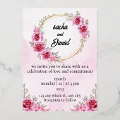 マーン素朴ウィンターウェディングフローラ 箔招待状 (正面)