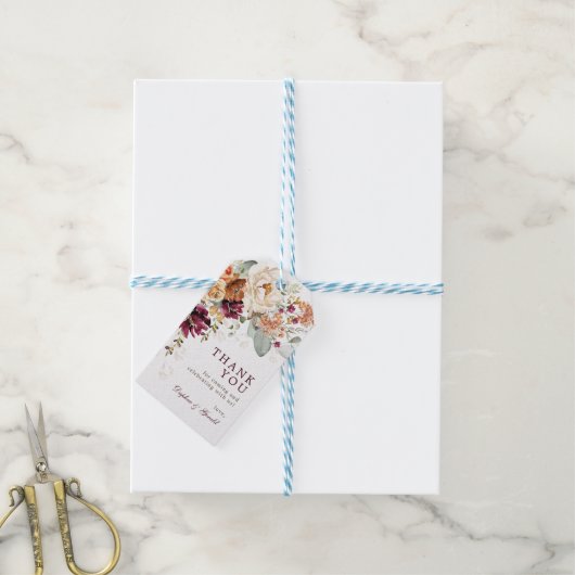 マーン素朴バーンオレンジフローラブライダルシャワー ギフトタグ (より糸付き)