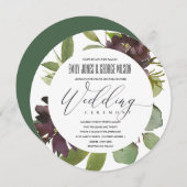 マーン鮮やかグリーン開花の葉の束結婚の 招待状 (正面/裏面)