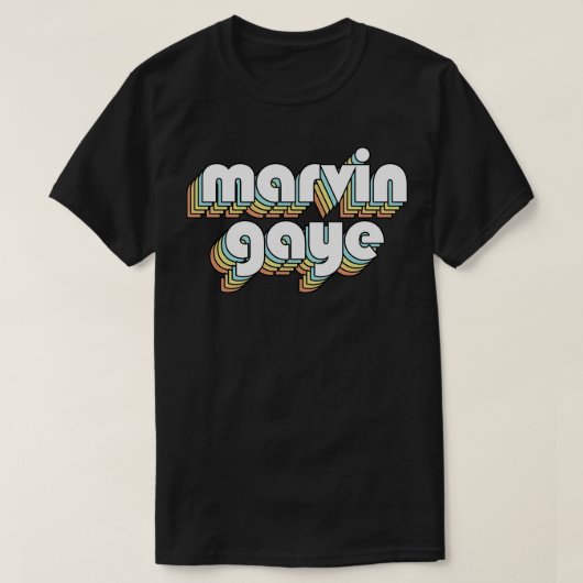 マーヴィンゲイレトロレインボータイポグラフィフェードスタイル Tシャツ (デザイン正面)