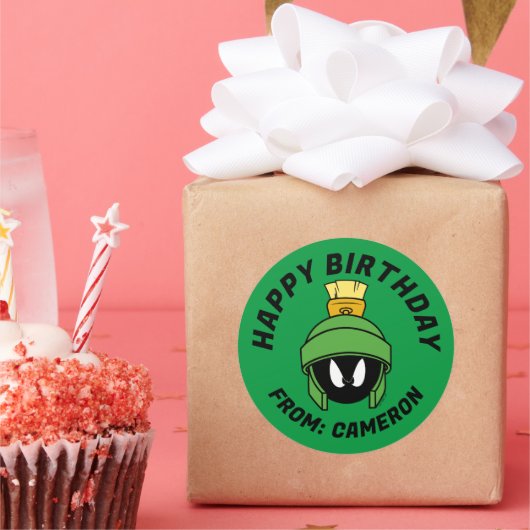 マーヴィンザマルティアン™不機嫌 |ハッピーバースデー ラウンドシール (パーティー)