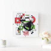 マーヴィン・ザ・火星™グリッチ スクエア壁時計 (ホーム)