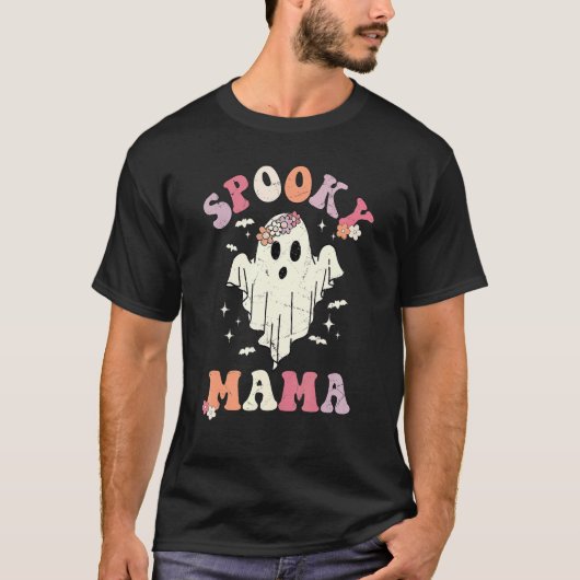マ不気味ママッチングGroovyヴィンテージフローラ幽霊 Tシャツ (正面)