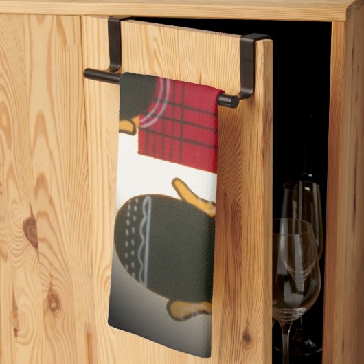 マ市松模様にサイポートレート キッチンタオル (三つ折り)