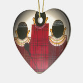 マ市松模様にサイポートレート セラミックオーナメント (左)