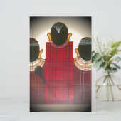 マ市松模様にサイポートレート 便箋 (スタンド正面)