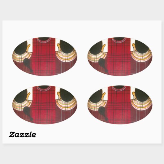 マ市松模様にサイポートレート 楕円形シール (シート)