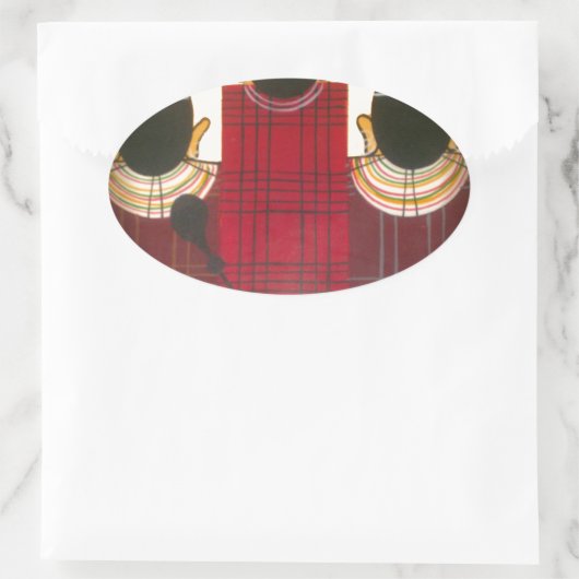 マ市松模様にサイポートレート 楕円形シール (バッグ)