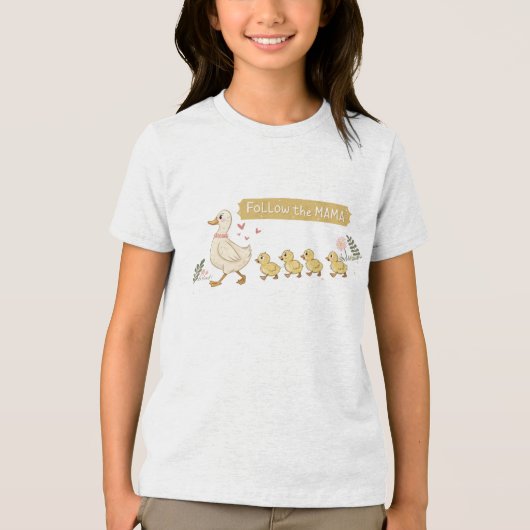 マ後を追マかわいいダック家族 トライブレンドＴシャツ (正面)