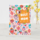 マ最高のマメカラフルキシカンハート母の日 カード (黄色い花)