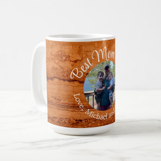 マ最高のマー、銅キャニオン花崗岩、琥珀の金ゴールド コーヒーマグカップ (正面左)