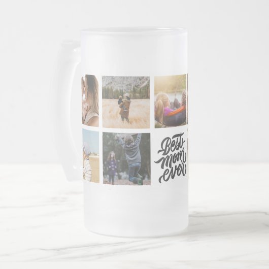 マ最高のマ・エパーソナライズされたバー・フォトコラージュ フロストグラスビールジョッキ (正面左)