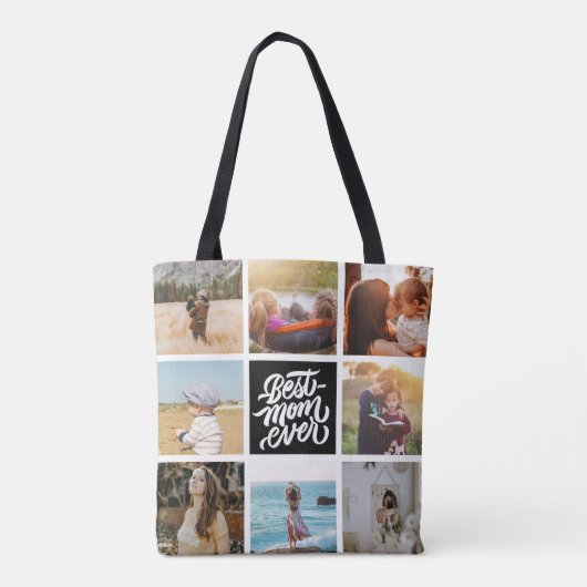 マ最高のマ・エパーソナライズされたバー・フォトコラージュ・ブラック トートバッグ (裏面)