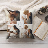 マ最高のーム |アクア&ホワイトキッズフォトコラージュ クッション