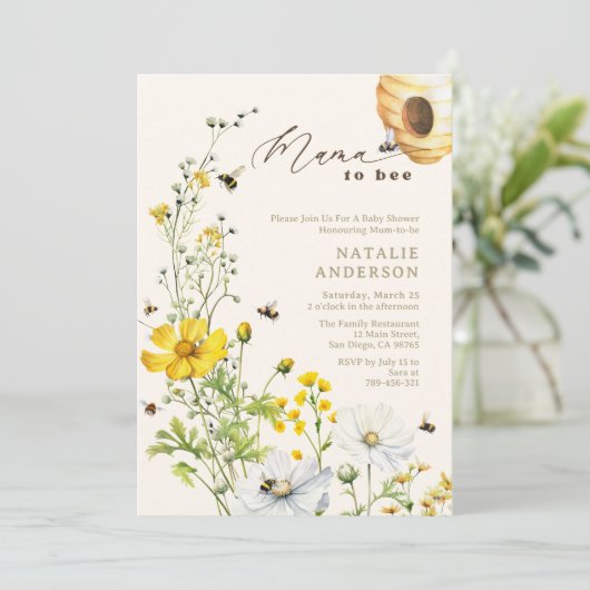 マ素朴マtoビーガーデンワイルドフラワーベビーシャワー 招待状 (スタンド正面)