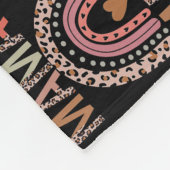 マ賛美マ・レオパード・ボホ・カワイト・レインボー  フリースブランケット (角)