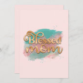 マ賛美ムティール（緑がかった色）ピンクと金ゴールドグリッタータイポグラフィ シーズンカード (正面/裏面)