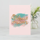 マ賛美ムティール（緑がかった色）ピンクと金ゴールドグリッタータイポグラフィ シーズンカード (スタンド正面)