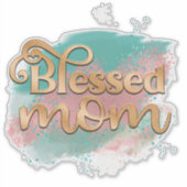 マ賛美ムティール（緑がかった色）ピンクと金ゴールドグリッタータイポグラフィ シール (正面)