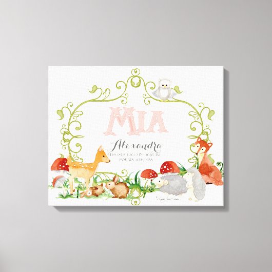 ミアトップ100ベビーナグッズ女の子生まれたばかりの子供部屋 キャンバスプリント (正面)