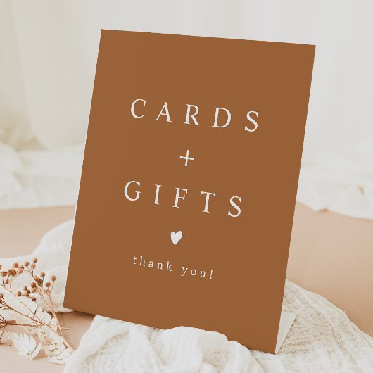 ミアボホテラコッタ焼きオレンジ色のカードとギフト 台座サイン