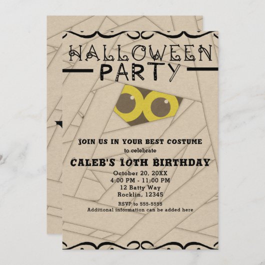 ミイムクラフト紙ハロウィーンの衣装パーティー 招待状 (正面/裏面)