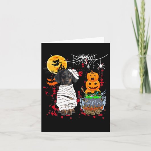 ミイムダッチシュント犬ハロウィンドッグ怖いカボチャL カード (正面)