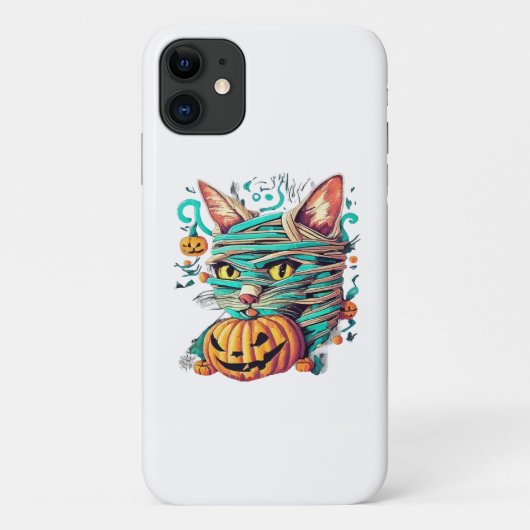 ミイラおもしろいネコのハロウィーン Case-Mate iPhoneケース (裏面)