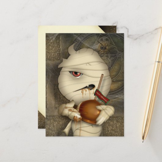 ミイラおもしろいハロウィーンの衣装 ポストカード (正面/裏面インサイチュ)