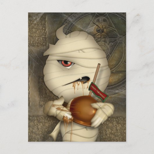 ミイラおもしろいハロウィーンの衣装 ポストカード (正面)