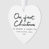 ミイラおよびお父さんの上品として私達の初めてのクリスマス オーナメント (正面)