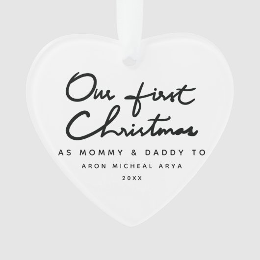 ミイラおよびお父さんの上品として私達の初めてのクリスマス オーナメント (正面)