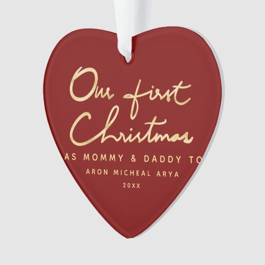 ミイラおよびお父さんの記念品として私達の初めてのクリスマス オーナメント (正面)