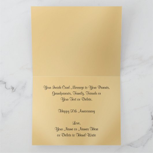 ミイラおよびパパのための金記念日カードあなたの文字 カード (内部)