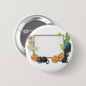 ミイラおよびフランケンシュタインのハロウィンの印 缶バッジ (正面&裏面)