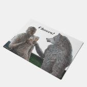 ミイラおよび狼人間飲むビール応援の玄関マット ドアマット (アングル)