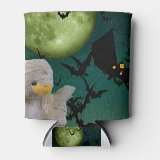 ミイラとコウモリと月 ハロウィン 缶クーラー (正面)