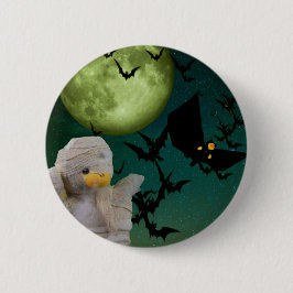 ミイラとコウモリと月 ハロウィン 缶バッジ