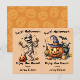 ミイラとジャックのランタンパーティーハロウィンカード ポストカード