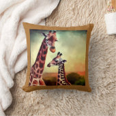 ミイラとベビーキリンの水色 クッション (ブランケット)