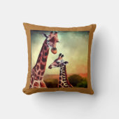 ミイラとベビーキリンの水色 クッション (正面)