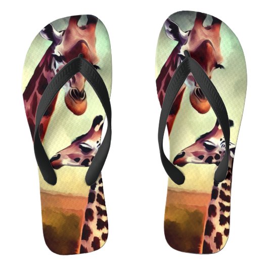 ミイラとベビーキリンの水色 ビーチサンダル (フットベッド)