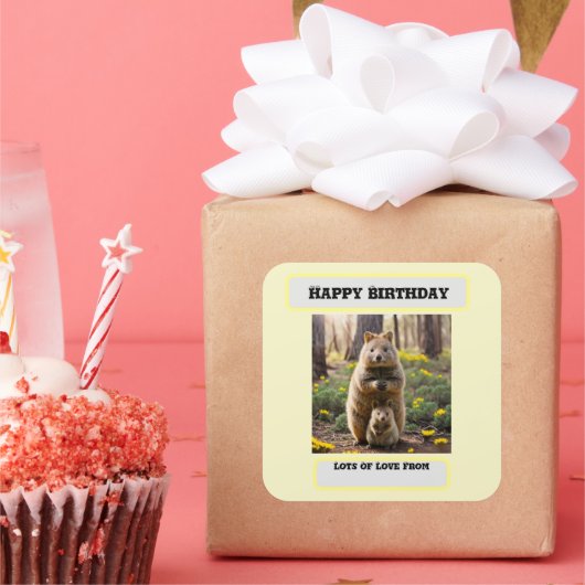 ミイラとベビークオッカ誕生日 スクエアシール (パーティー)