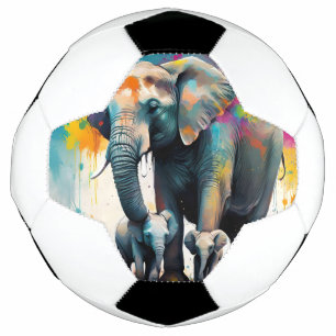 ミイラとベビーゾウのカラスプラッシュ。 サッカーボール